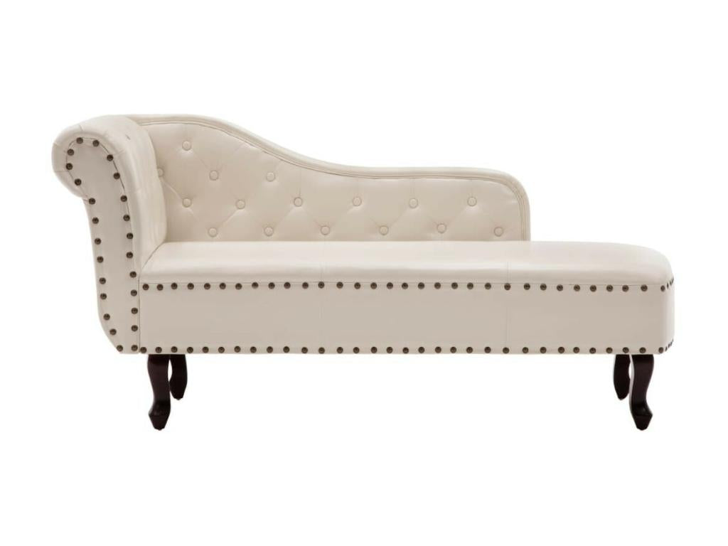 Cream White Faux Leather Chaise Lounge YXID31268