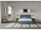Double bed without slatted base, upholstered, 140x190 cm, blue microfiber, Decohaute EJIV46303