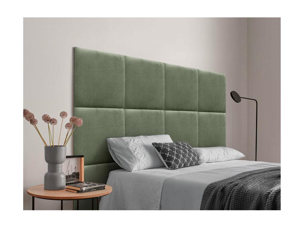 Decohaute Upholstered Headboard in High-Quality Corduroy, Decohaute Interior, Composed of Interchangeable Self-Adhesive Panels, Green, Decohaute 160 cm AEXL56439