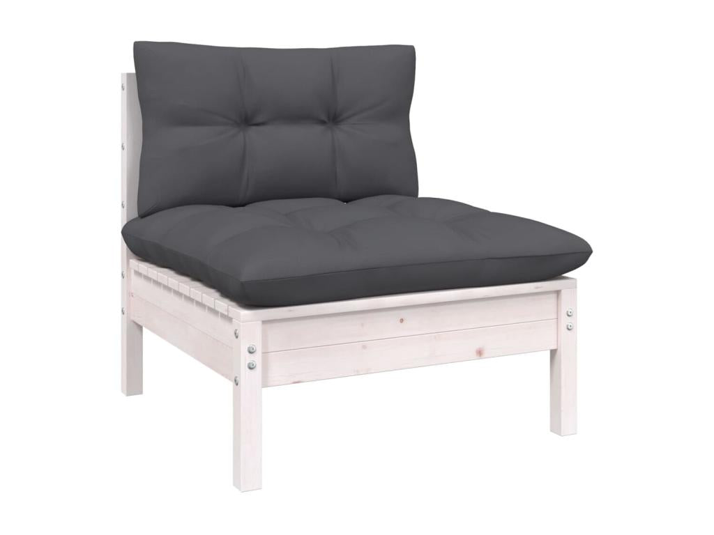 10-piece garden furniture set with cushions, white, solid pine wood BMGB94191