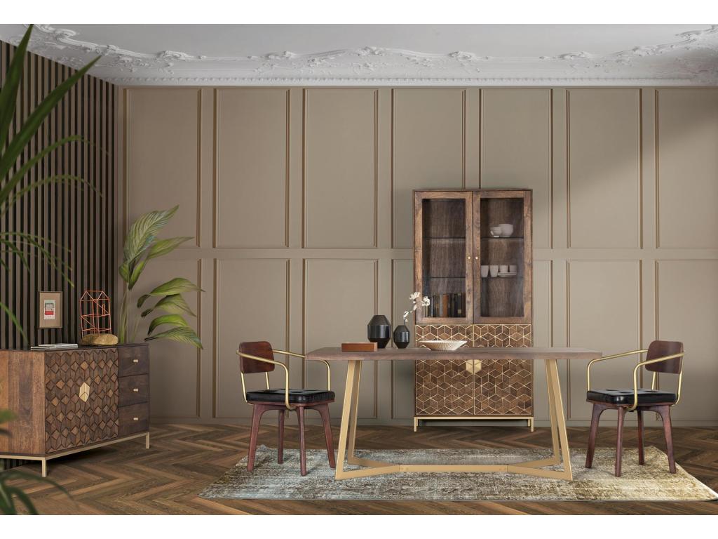 Marrón mango wood dining table. Giner y Colomer. 76x90x170 HBIE21052