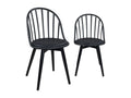 Set of 2 kitchen chairs with slatted base, faux leather cushion, metal legs, Chezlova Black MAJO59674