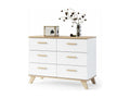 Decohaute Scandinavian Buffet 100 cm on legs, Wood and White, 6 drawers GDVU19673