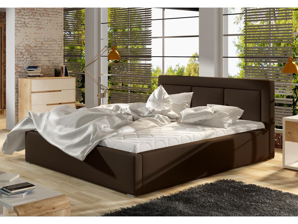 Large square, square, brown faux leather storage bed by Decohaute - 4 sizes - 160x200 ILPU38508