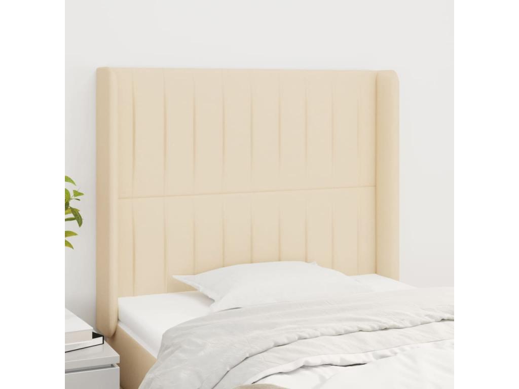 Headboard with wings, Cream, 83x16x118/128 cm, Fabric WQUD49648