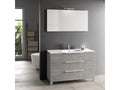 Chezlova 3-drawer grey wood bathroom vanity unit and illuminated mirror, 120cm wide, BKRW91010