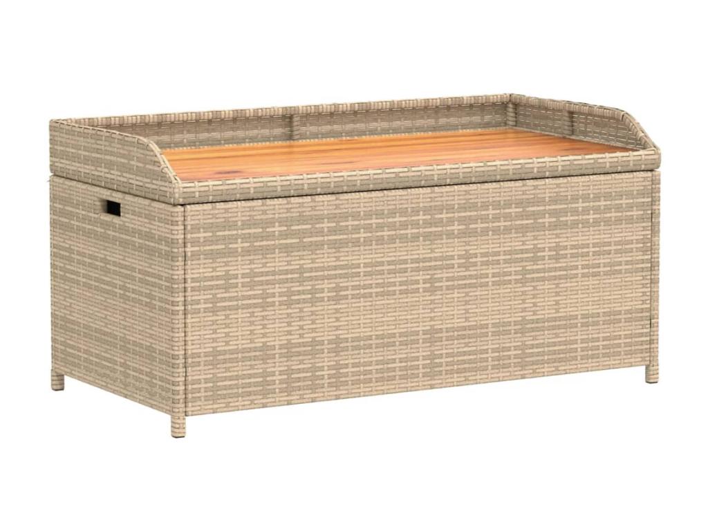 Decohaute beige storage bench in woven resin and wood, NXIX97219