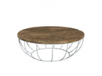 Decohaute - Round shell coffee table 100x100cm recycled teak top white metal base YQFZ80146