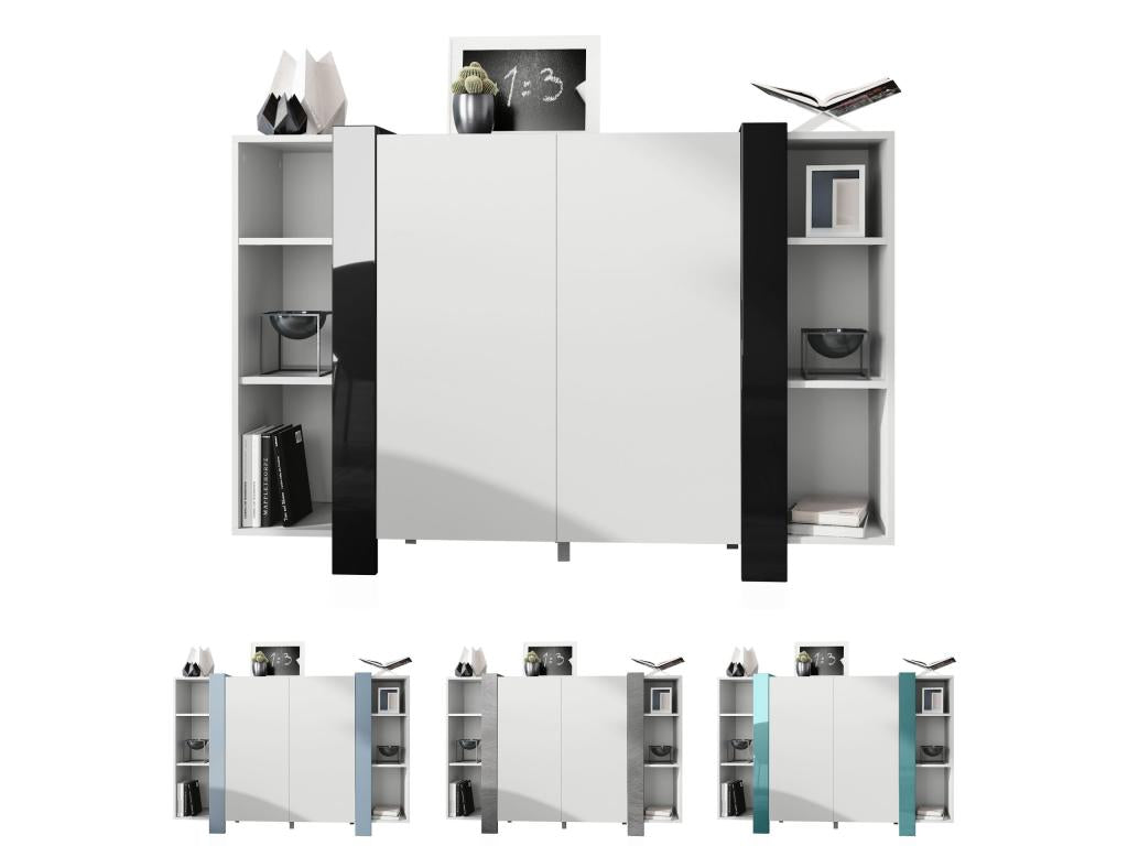 White Matte and Concrete Effect Furniture WxHxD 149x101x34 cm JUFB05963