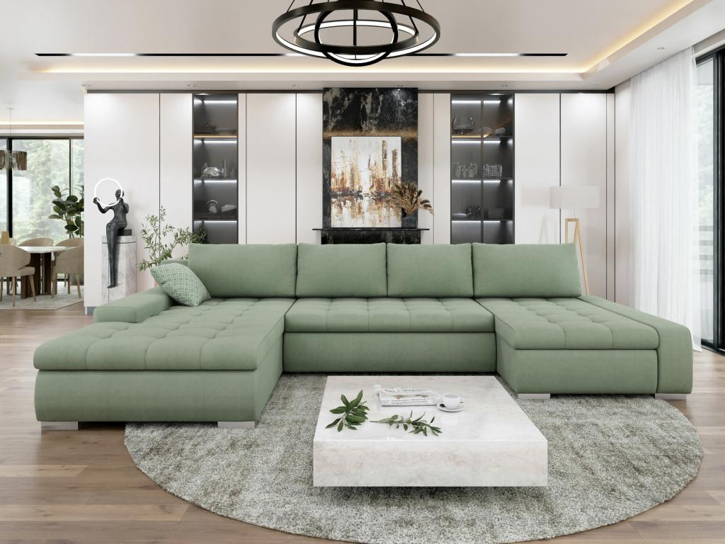 Decohaute 106 Green Corner Sofa with Sleeping Function and Bedding Box, 394x213x80cm PZKP46374