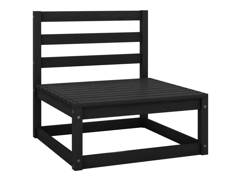 3-piece garden furniture set, black, solid pine wood, POMH95325