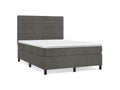 Chezlova bed base and mattress, Dark Grey 140x200 Velvet RNBU39536