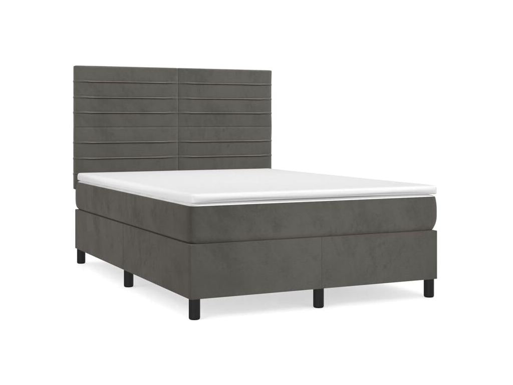 Chezlova bed base and mattress, Dark Grey 140x200 Velvet RNBU39536