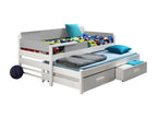 Chezlova 122 Single Bed with an additional pull-out bed, Grey, 90x200 - 90x190 cm, Wood, TJOA89491