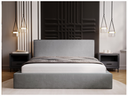 Upholstered bed with storage - 120x200 - double bed - velvet - grey - Decohaute BAIM57341