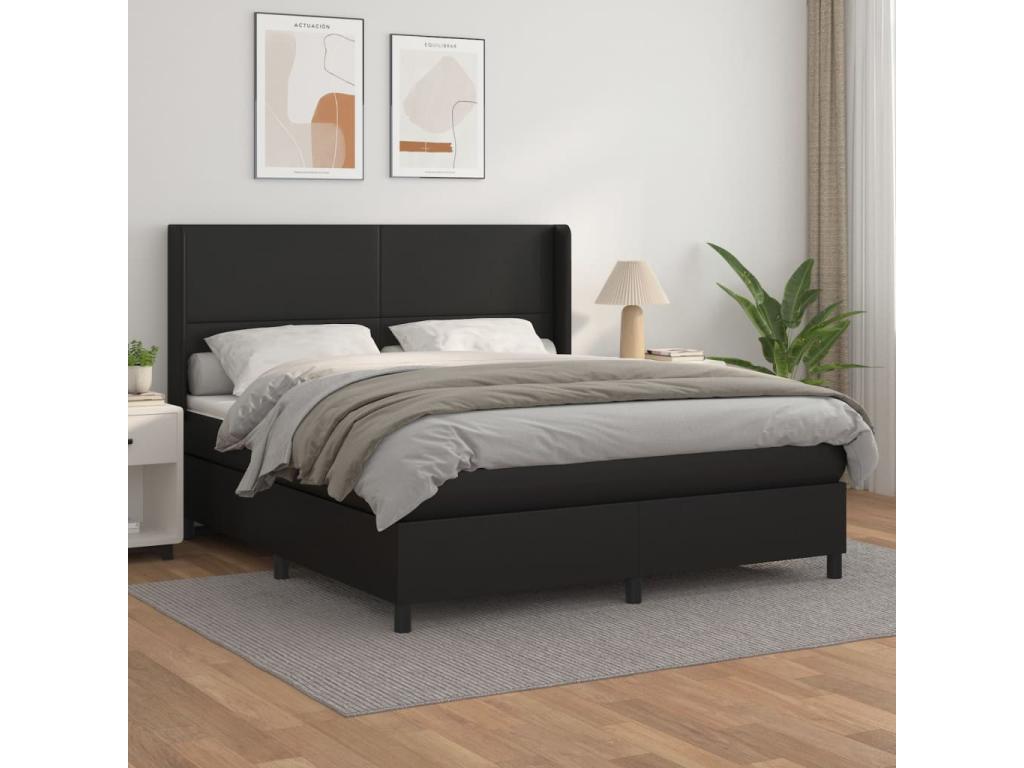 Decohaute bed base with black 180x200 faux leather mattress KOLL58206