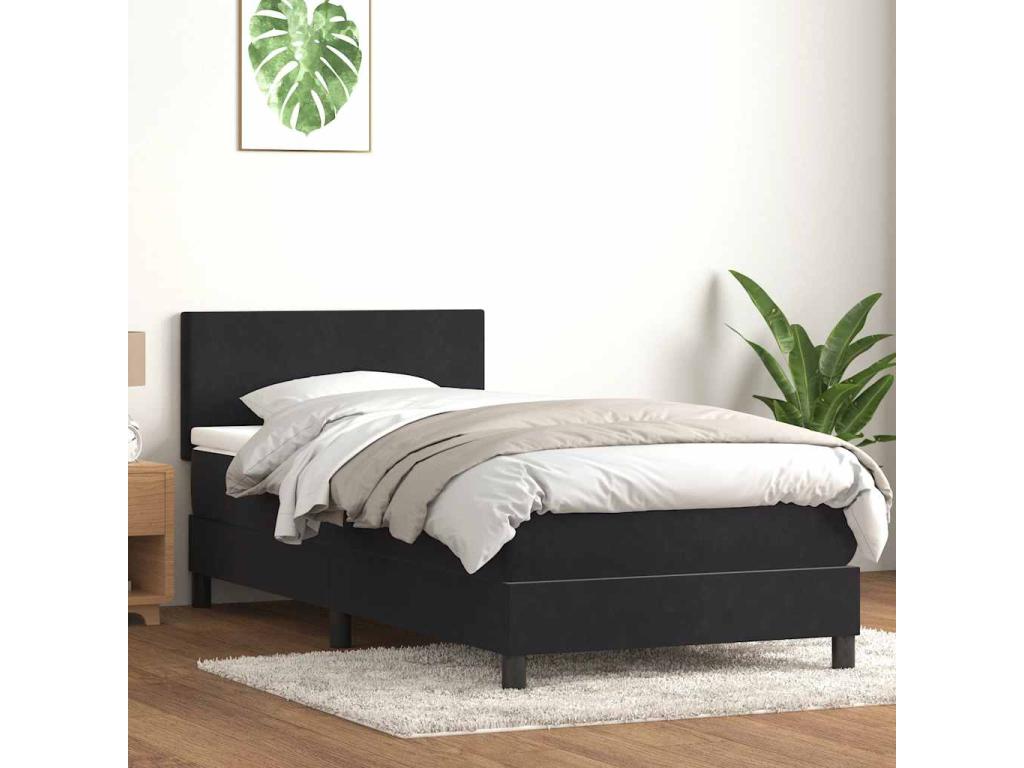 Decohaute bed base with black 80x220 cm velvet mattress CLWS09409