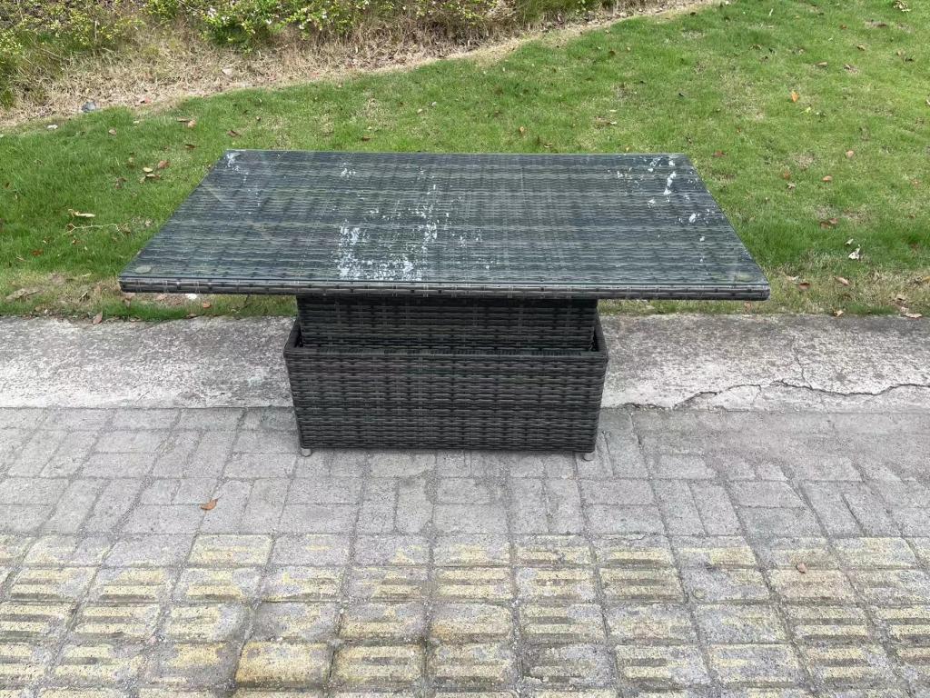 Rattan garden dining set with height-adjustable dining table, 2 reclining chairs, sofa, 3 stools, and side table OMIQ88589