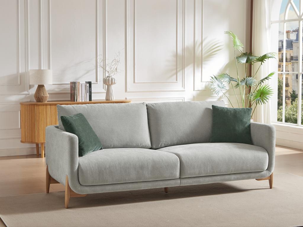 Decohaute GUZY74065 3-seater sofa in light grey fabric
