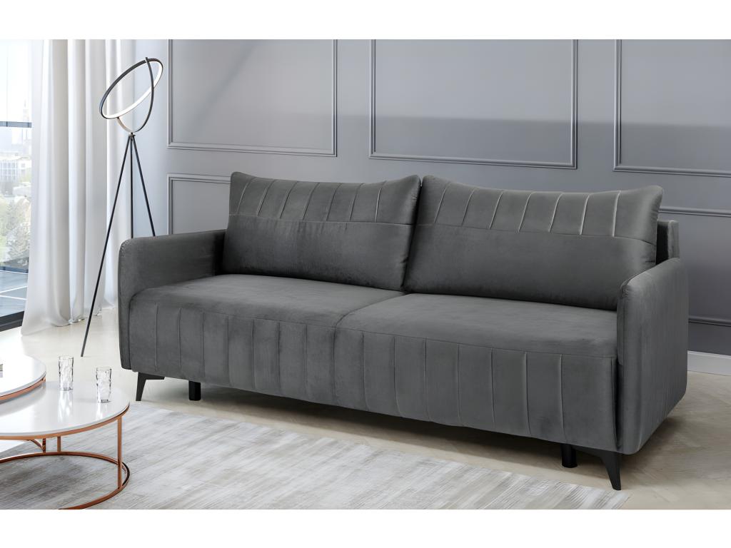 Decohaute 3DL304 3-seater convertible sofa in fabric, 210x99cm, Grey Velvet GGHZ96085
