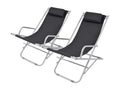 Set of 2 reclining patio chairs, black steel, JBNF69434