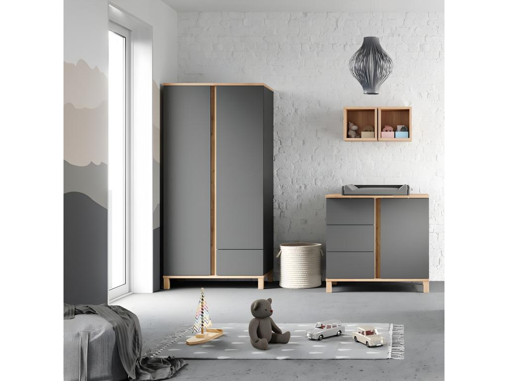 Wardrobe with 2 doors and 1 drawer - H183 cm - Decohaute CMBE26145