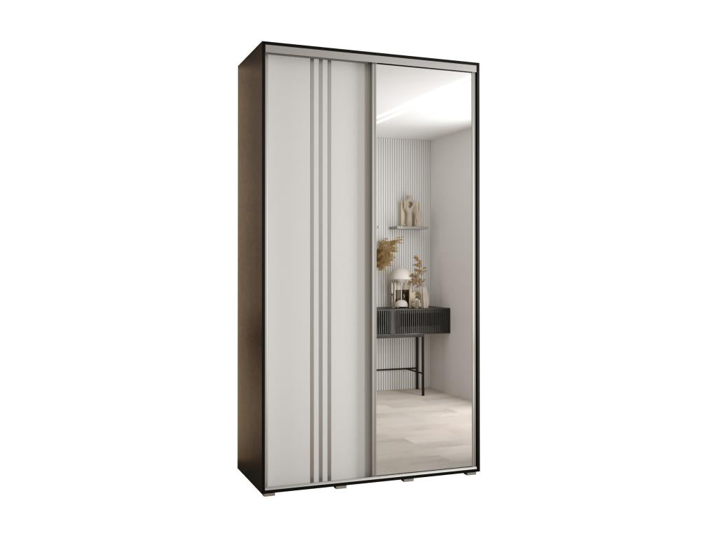 Chezlova 7 Sliding Door Wardrobe 235.2/130/60 2 Doors Black/White/Silver OBST41797
