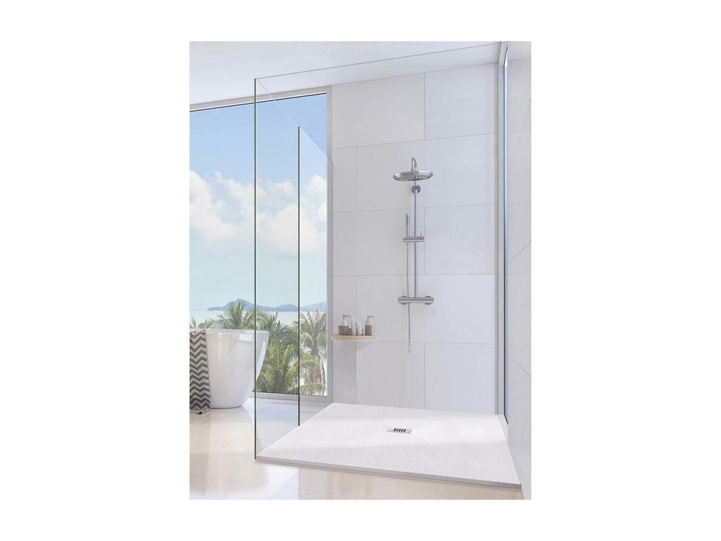 Shower tray 82x156 Decohaute Extra Slim Marmoresina White with Free Drain ZYXV68710