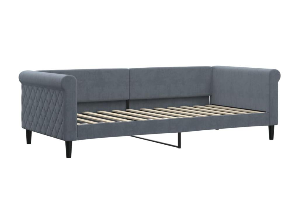 Daybed with pull-out bed and drawers, dark grey, 90x200cm, velvet, EPUL31326