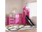 Bunk bed without mattress with slide and curtains 90x200 cm MSVQ79061