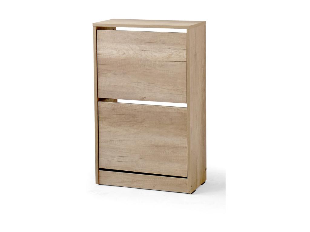 Shoe cabinet with 2 drop-down doors, oak finish, Domopure COVA27718