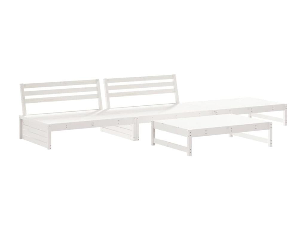4-piece garden furniture set, white, solid pine wood KJNE33367