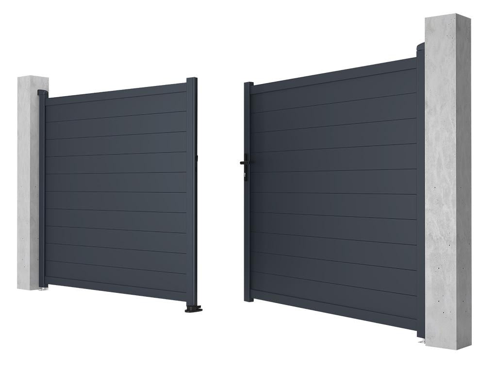 Solid aluminum swing gate, 397 cm wide x 181 cm high, anthracite - Decohaute CSTL25048