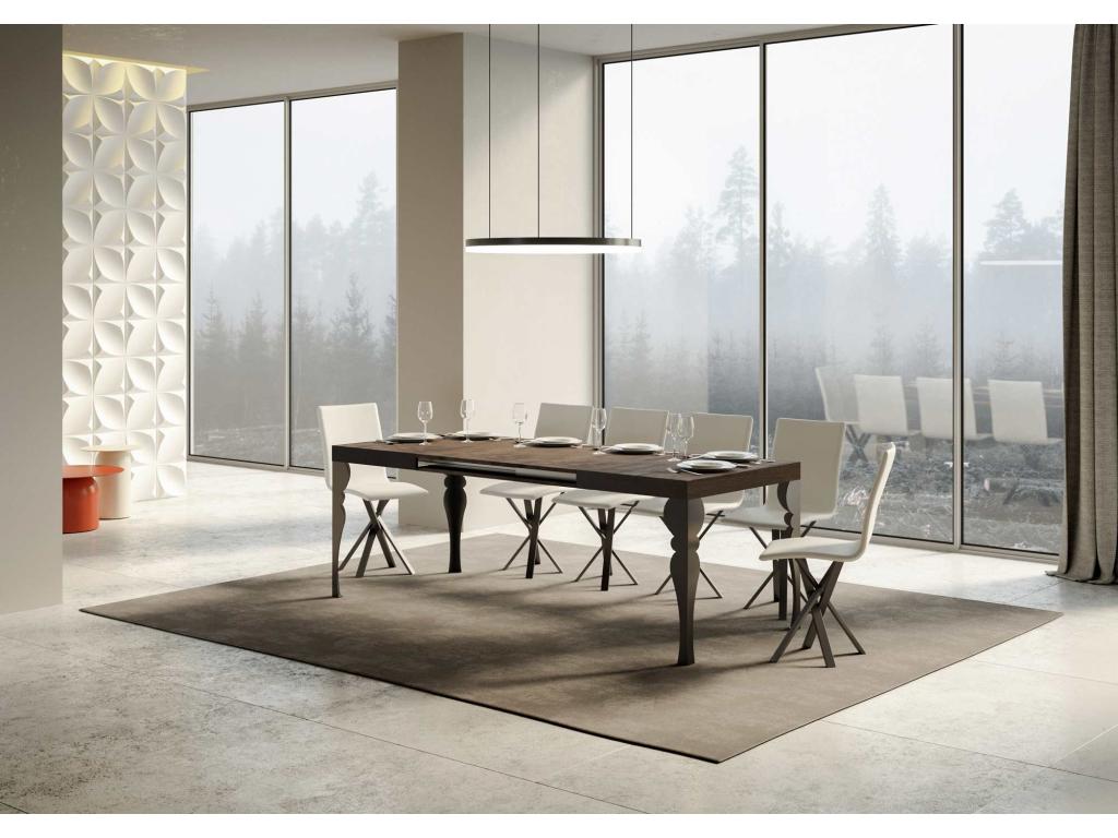 Paxon Extendable Table 80x160/244 cm Walnut with Anthracite Frame QQEZ29558