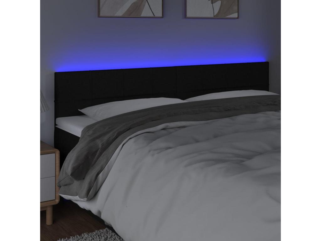 Black LED Headboard 180x5x78/88 cm Fabric BGAM45327