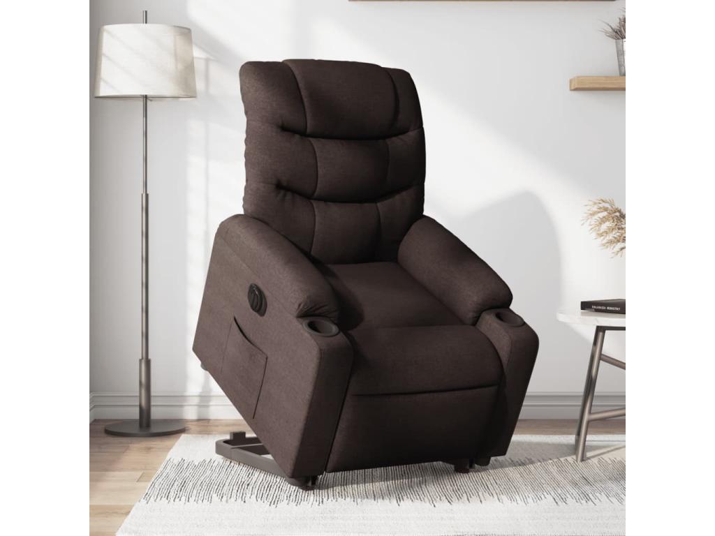 Dark brown fabric electric recliner armchair FVAM41906