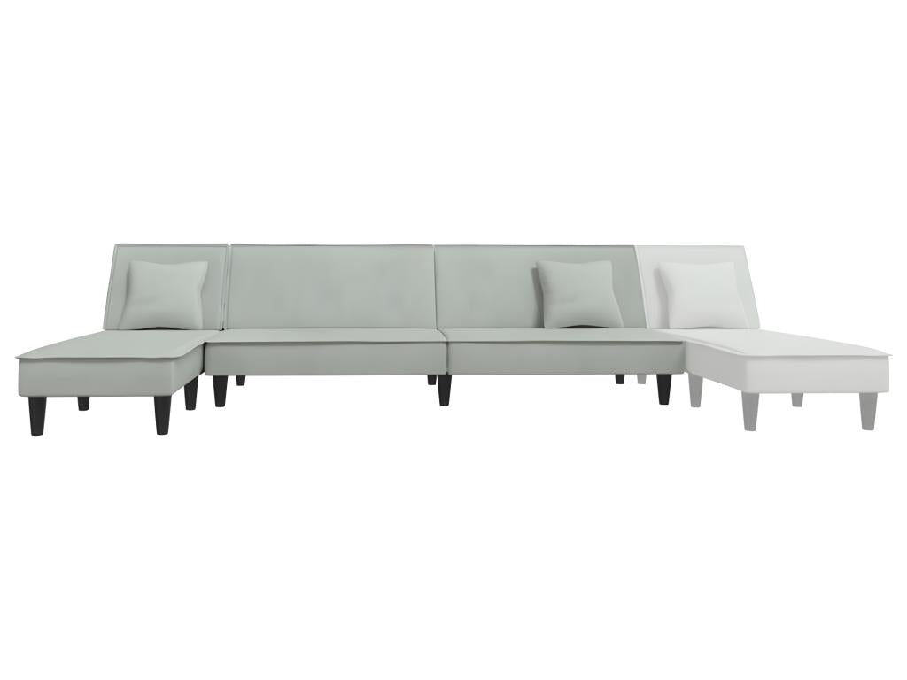 Light grey L-shaped sofa bed 255x140x70 cm velvet DROC11387
