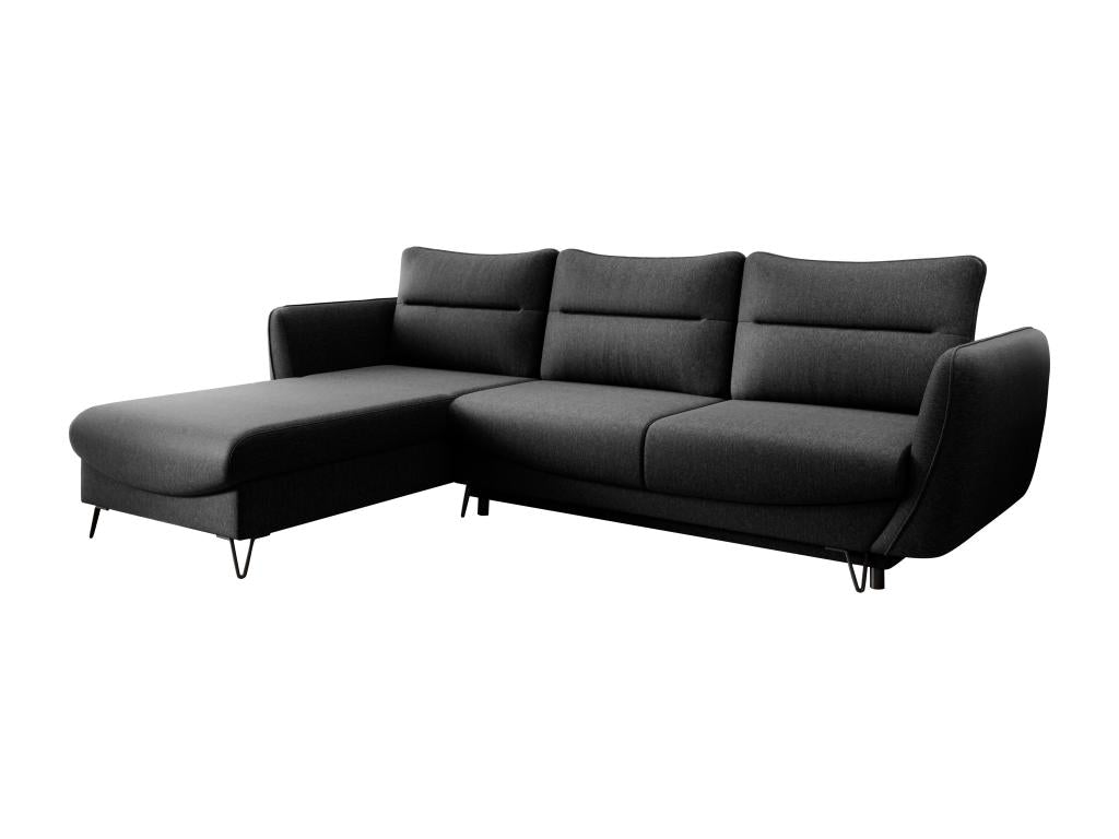 Decohaute 276cm Left-Hand Corner Sofa Bed in Black Fabric CIIV97463