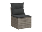 Garden furniture set with cushions, 7 pieces, grey woven resin BIYV42921