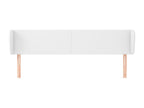 Headboard with wings, White, 203x23x78/88 cm, Faux Leather, FXQR83801