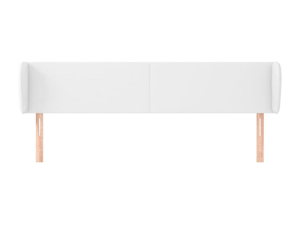 Headboard with wings, White, 203x23x78/88 cm, Faux Leather, FXQR83801
