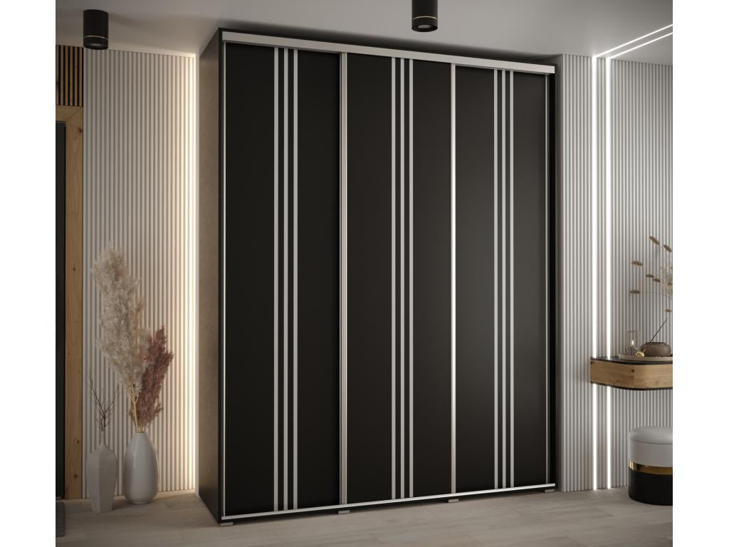Decohaute 6 Sliding Door Wardrobe 235.2/190/45 3 Doors Black/Black/Silver KNRR54872