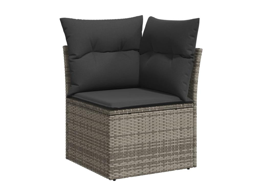 6-piece garden furniture set with grey resin wicker cushions FRRM82463