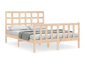 Bed frame with double headboard, solid wood MDAA73628