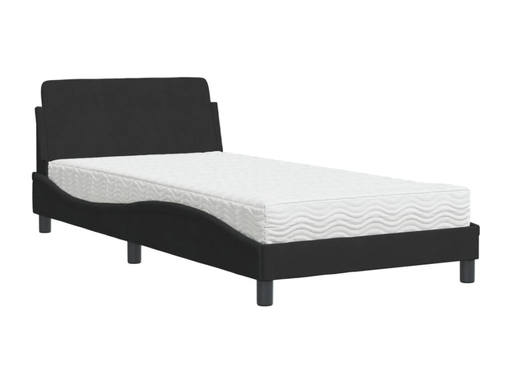 Bed with black mattress 100x200 cm velvet CCTE20225