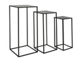 Black metal side tables, set of 3 GLNJ12671