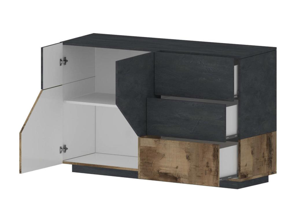 Decohaute Buffet Kitchen Buffet with 2 Doors and 3 Drawers Living Room Buffet Made in Italy 141x43h86 cm Slate and Maple XRIO50610