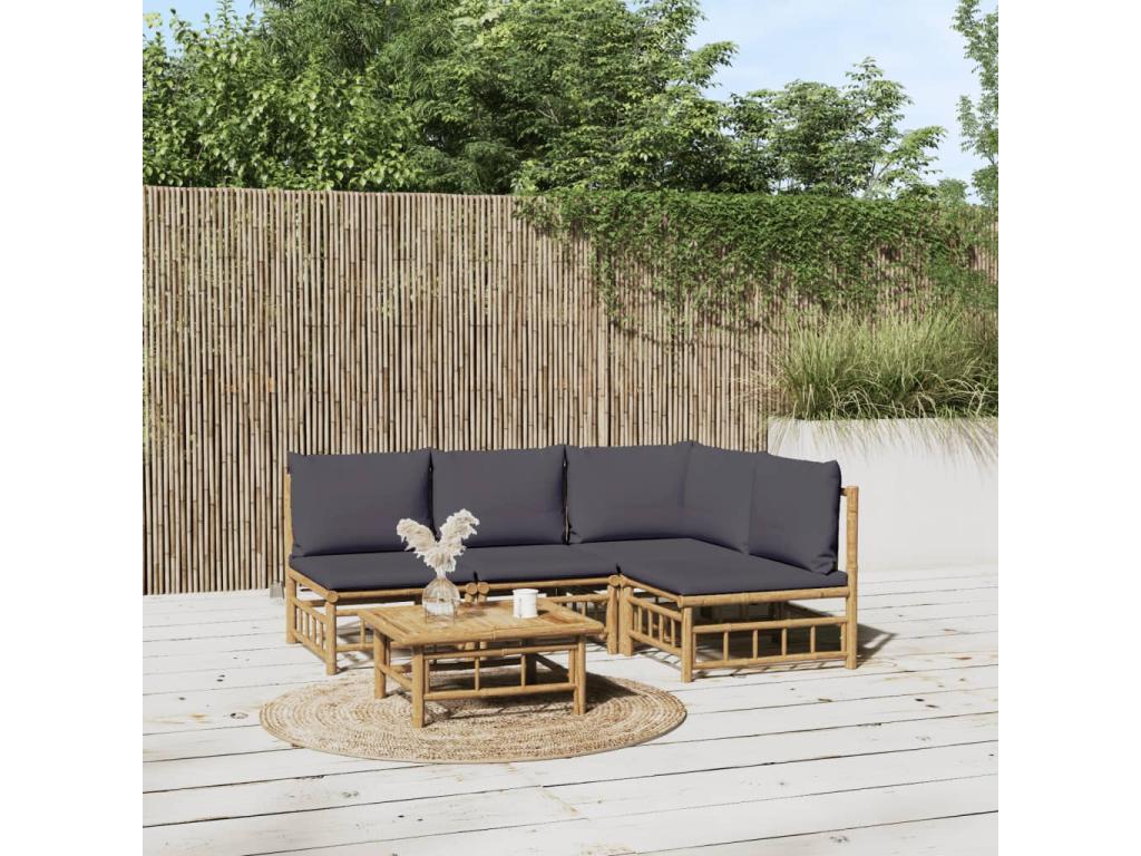 Decohaute YAEI44119 5-piece garden furniture set with dark grey cushions