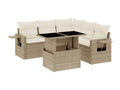 Garden furniture set with cushions, 6 pieces, beige woven resin BHPJ91663