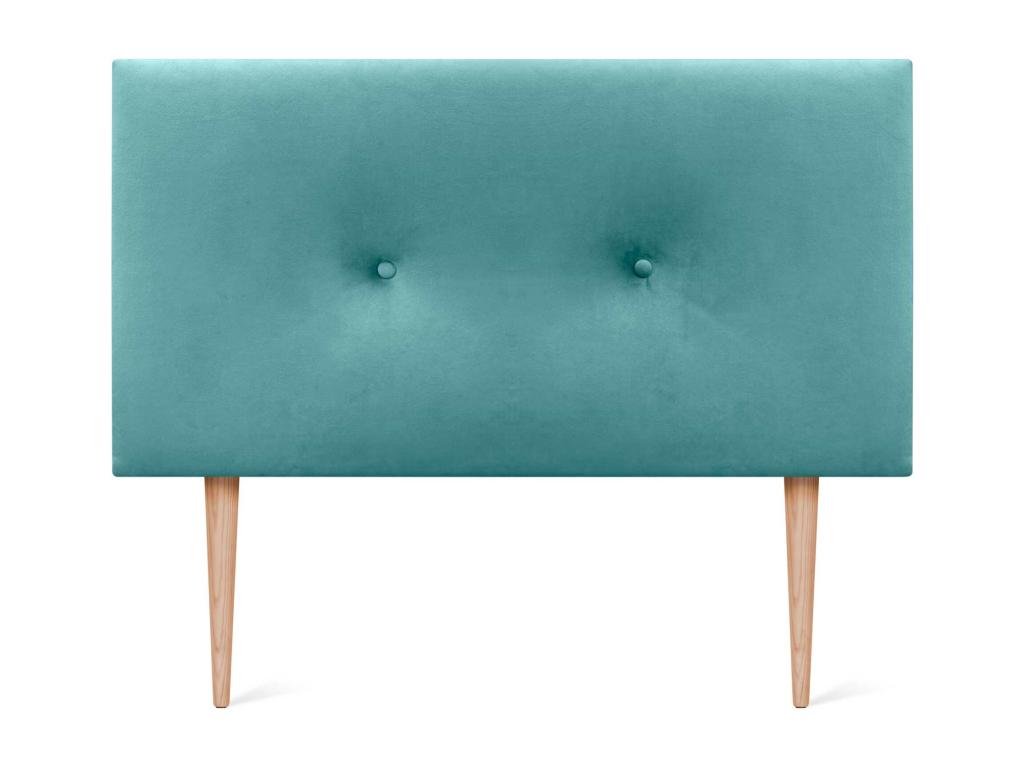 Decohaute Smooth Velvet Headboard with Buttons 95x115 with Bed Legs 80/90 - Turquoise ZKNY31912
